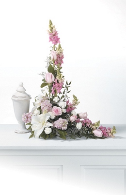 Pink Urn Arrangement from Ginger's Flowers &Gifts, local Martinsburg florist