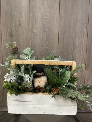 Primitive Snowman Box from Ginger's Flowers &Gifts, local Martinsburg florist