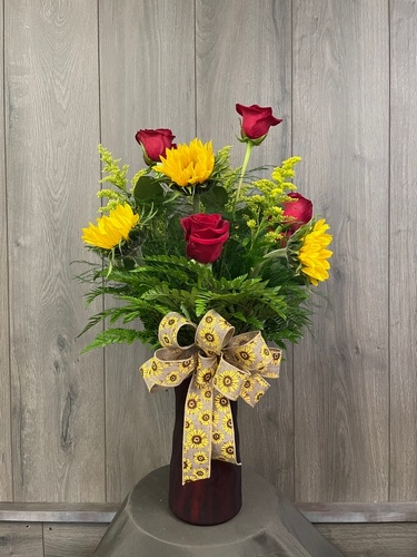 Sunflowers and Roses from Ginger's Flowers &Gifts, local Martinsburg florist