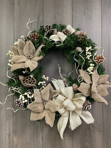 Christmas Silk Wreath  from Ginger's Flowers &Gifts, local Martinsburg florist