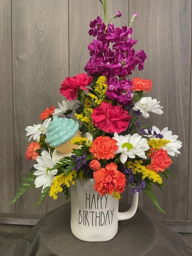 Rae Dunn Birthday Mug from Ginger's Flowers &Gifts, local Martinsburg florist