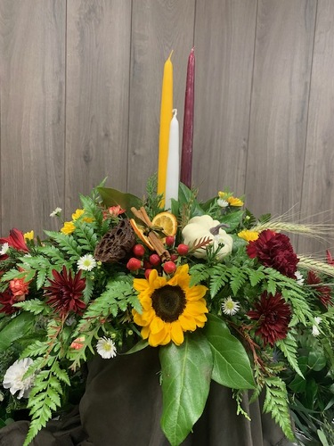 Fall Harvest Centerpiece  from Ginger's Flowers &Gifts, local Martinsburg florist
