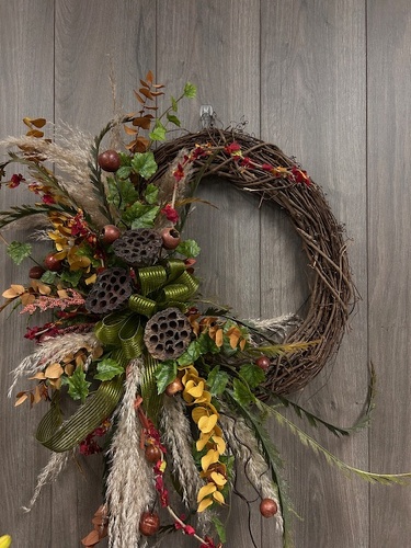 Fall Silk Wreath  from Ginger's Flowers &Gifts, local Martinsburg florist